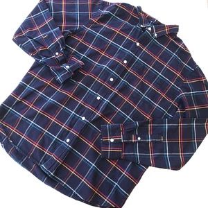 Old Navy Plaid Button Up Flannel Shirt Slim Fit XL